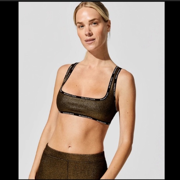 BALMAIN*Metallic Ribbed Gold Sportsbra**$270 - Picture 3 of 5